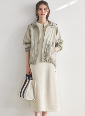 23区SLO系列限定款高密度毛圈布半拉链连衣裙女ONWARD