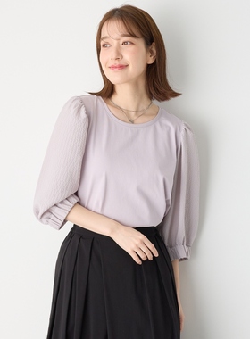 any FAM日系时尚温柔适宜简约布帛拼接上衣女ONWARD