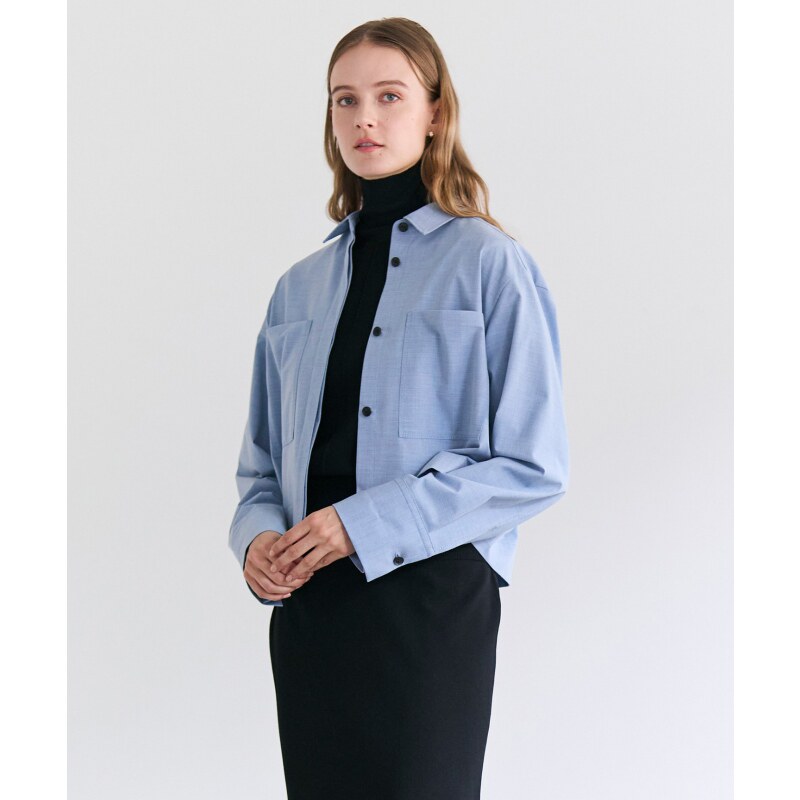 BEIGE，高智感时尚通勤线迹细节短款衬衫夹克外套女ONWARD