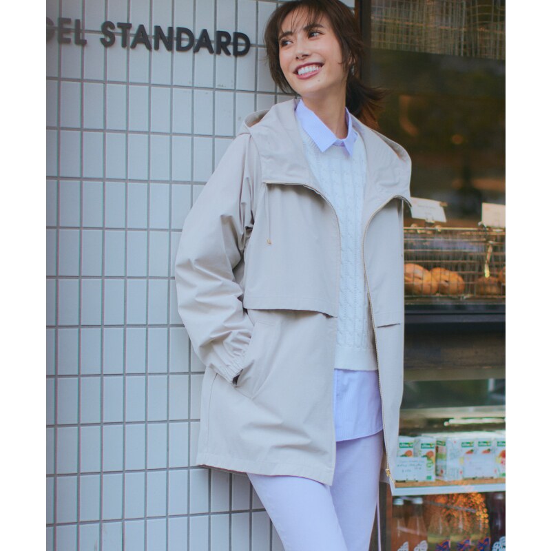 23区防水加工2WAY弹性中长款风衣外套女日本限定日系轻奢ONWARD