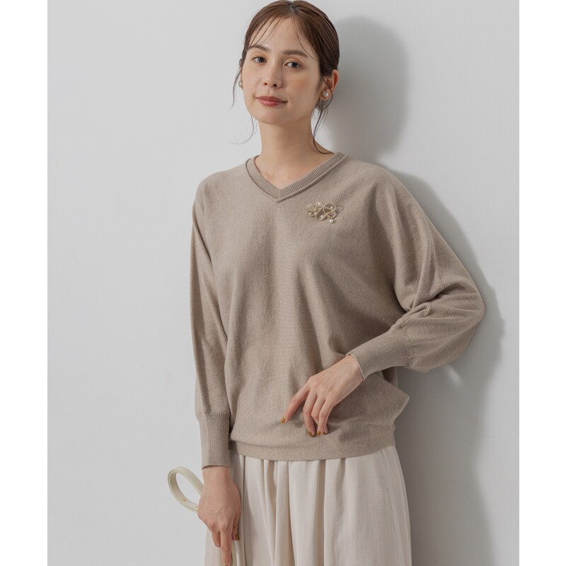 组曲时尚优雅气质适宜正反两穿新经典针织V领套头衫女ONWARD