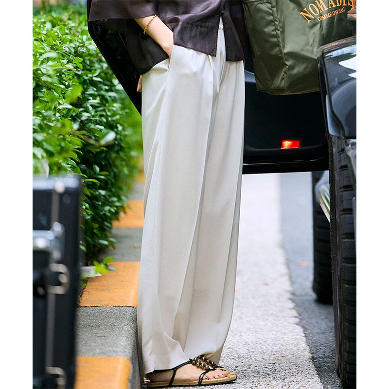 23区接触凉感吸水快干弹力乔其设计宽松休闲裤女ONWARD