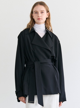 BEIGE，高智感通勤气质VESZELYITE裹身短款风衣女ONWARD