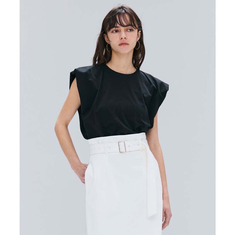 BEIGE,时尚简约通勤可洗SCALA棉麻蓬松袖上衣女ONWARD