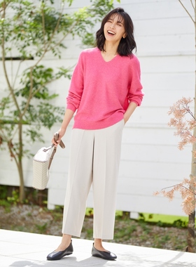 any FAM加绒可水洗高弹松紧腰保暖阔腿裤孔雀绿亮绿棕色千鸟格