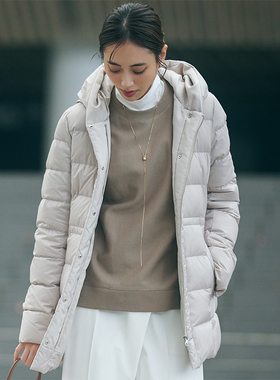 23区白鸭绒连帽羽绒服加绒加厚女士日本限定日系轻奢ONWARD