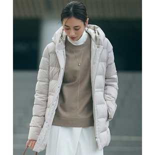 23区白鸭绒连帽羽绒服加绒加厚女士秋冬保暖防寒日系轻奢ONWARD