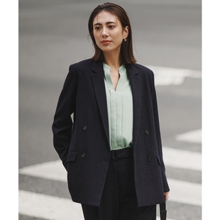ICB优雅气质简约适宜混合屠夫格双排扣夹克女ONWARD