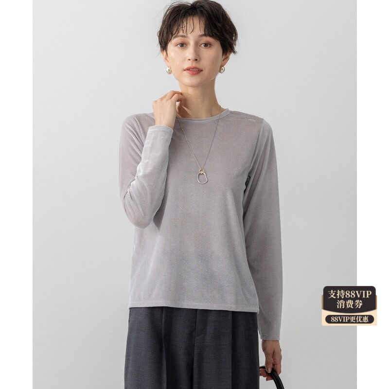 23区时尚感优雅气质可水洗透明丝绒长袖T恤女ONWARD