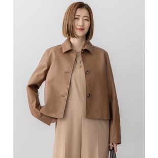 23区时尚感优雅气质羔羊皮小立领夹克外套女ONWARD