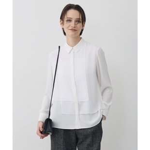 ICB优雅适宜简约BackSatinAmunzen异材质设计衬衫女ONWARD