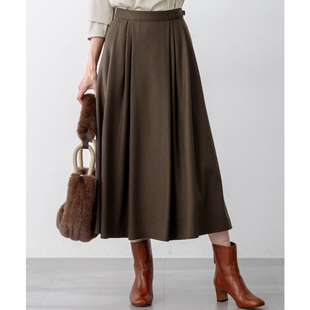 23区优雅感气质适宜羊毛混纺平纹针织褶裥半身裙女ONWARD