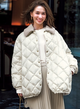 UNFILO×TAION简约休闲气质毛绒翻领双面穿羽绒服女ONWARD