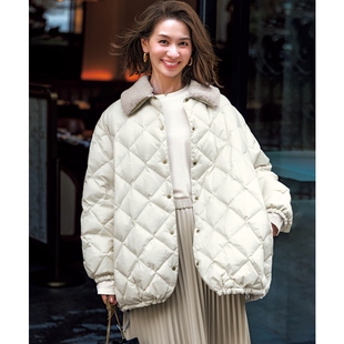 UNFILO×TAION气质毛绒翻领双面穿羽绒服女秋冬保暖防寒ONWARD