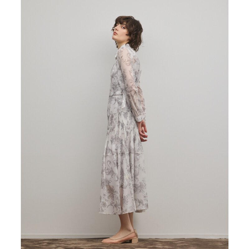 GRACE CONTINENTAL时尚官网限定花卉印花褶裥连衣裙女ONWARD