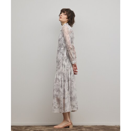 GRACE CONTINENTAL时尚官网限定花卉印花褶裥连衣裙女ONWARD