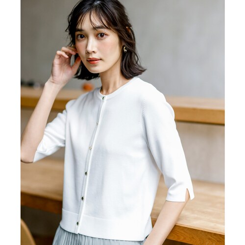 ANY SIS时尚优雅简约甜美冰点触感半袖开衫女ONWARD