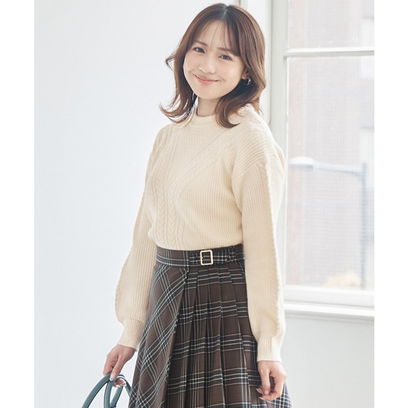 any SiS可洗温柔优雅前麻花主要安哥拉混纺针织衫女ONWARD秋冬