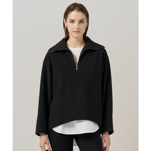 ICB简约气质优雅感可水洗托斯卡纳绒布半拉链套头衫 女ONWARD