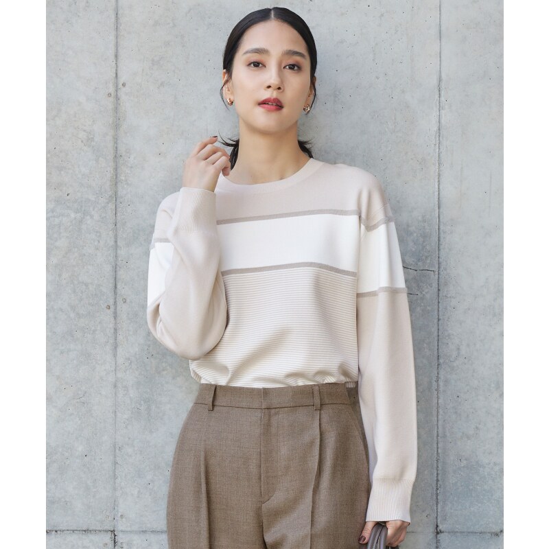 自由区优雅气质时尚可洗涤绒线拼接针织衫女ONWARD