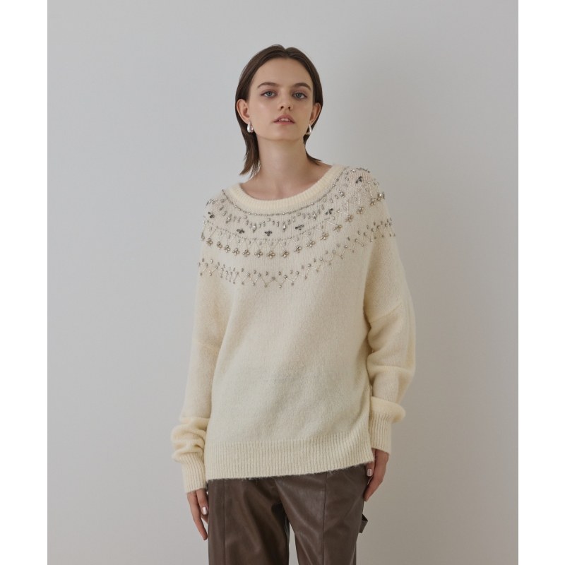 GRACE CONTINENTAL时尚设计感费尔岛提花刺绣针织衫女ONWARD