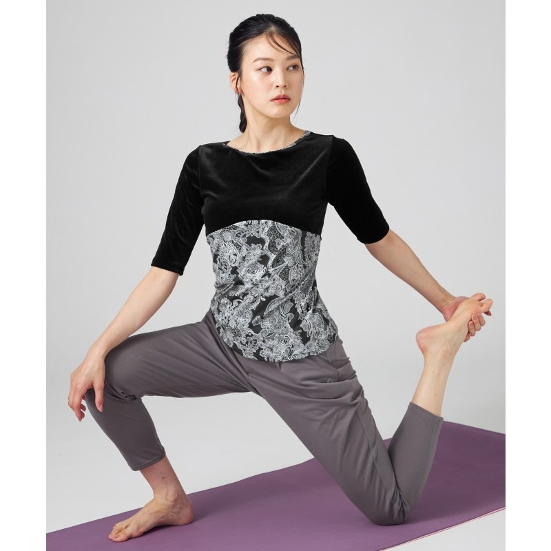 Chacott BALANCE天鹅绒拼接蕾丝印花上衣女ONWARD