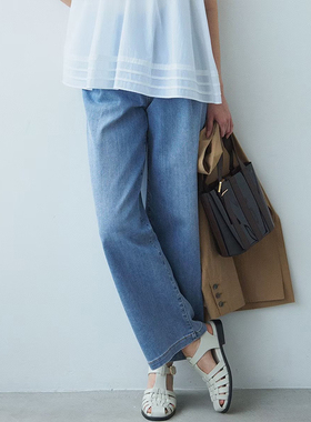 23区DENIM接触冷感Oggi6月号刊登褶皱设计感宽松牛仔裤女ONWARD