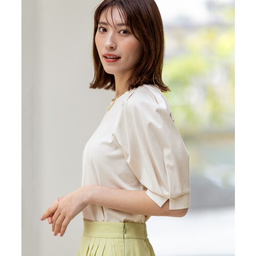 暂时any SiS温柔气质甜美接触凉感UV护理显瘦褶皱袖T恤女ONWARD