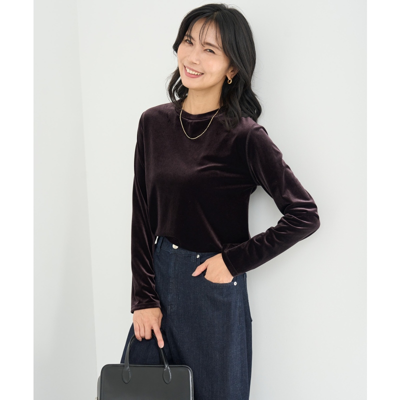 UNFILO休闲适宜简约气质可水洗抵御紫外线弹性绒面丝T恤女ONWARD