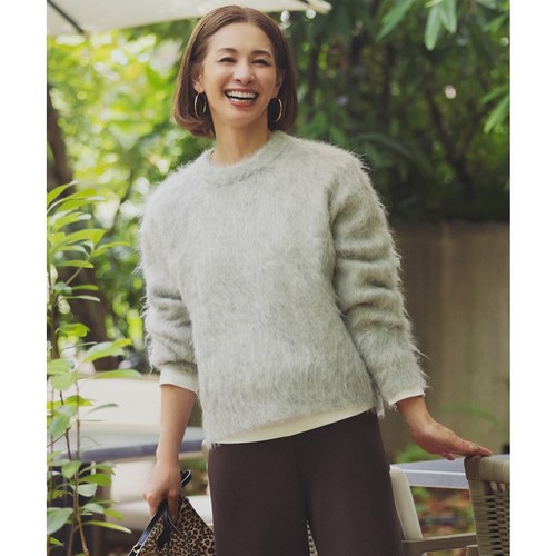 UNFILO时尚适宜简约可水洗羊驼粗花呢圆领套头衫女ONWARD