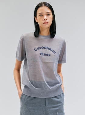 BEIGE，感气质优雅CADDO透明羊毛标语Logo针织T恤女ONWARD