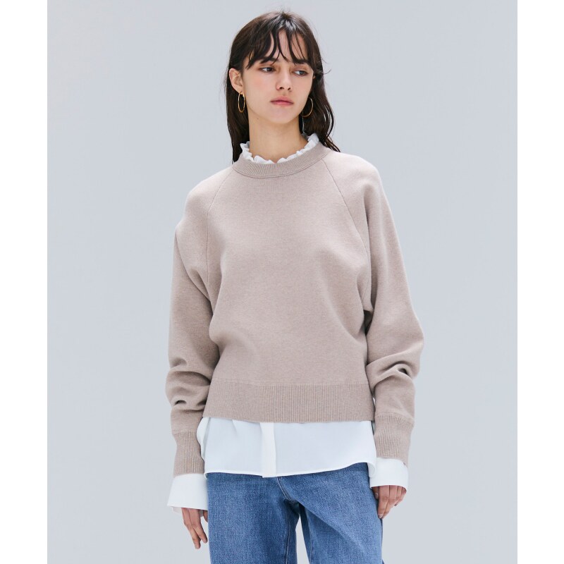 BEIGE，高智感时尚适宜设计可水洗TAFT棉质羊绒混纺运动针织上衣O