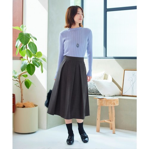 Tiaclasse可洗羊毛风褶皱设计感喇叭裙女ONWARD