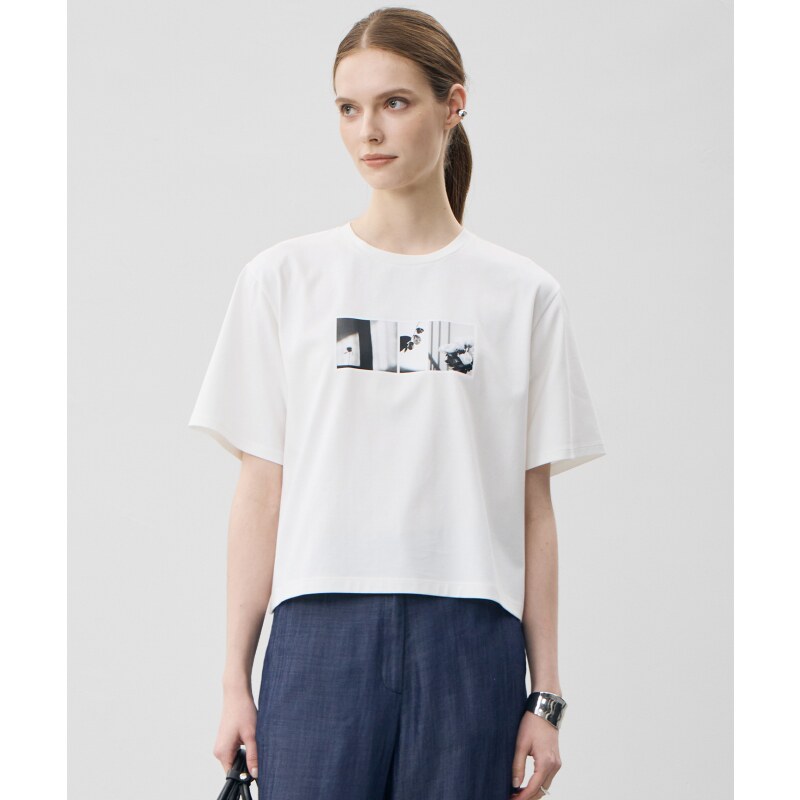 ICB设计感气质适宜短款Logo照片印花T恤女ONWARD