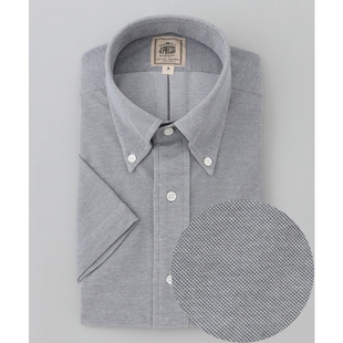 J.PRESS时尚 男ONWARD 休闲简约牛津针织鹿耳纹拼接口袋衬衫