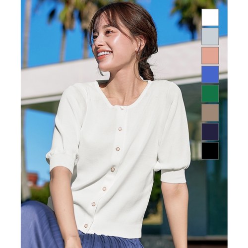 Tiaclasse时尚气质可洗半袖轻薄针织开衫女ONWARD