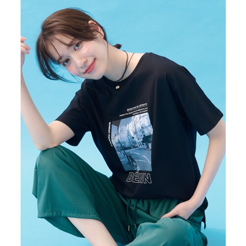 any FAM可机洗接触凉感UV防护纯自然棉logo照片T恤女ONWARD