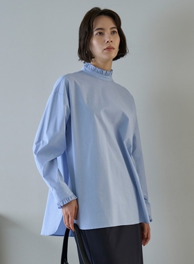 UNFILO抗菌防臭可洗荷叶领温柔通勤衬衫女ONWARD