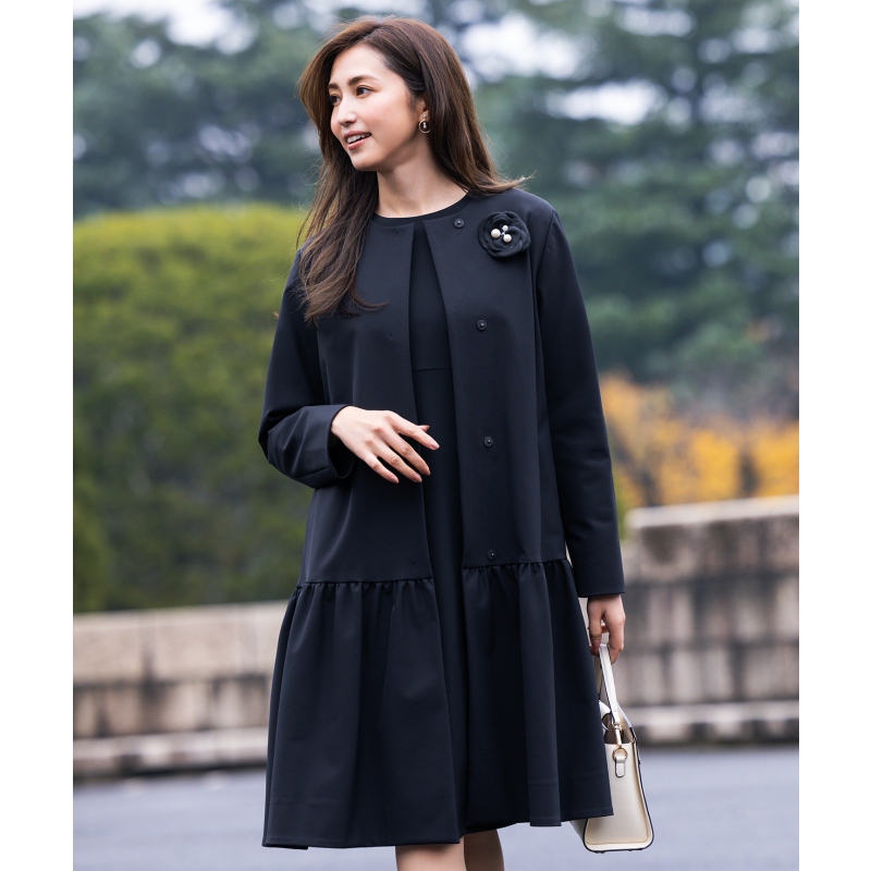 组曲减龄裙摆拼接无领大衣女士高弹外套CMWXCS0804日系轻奢ONWARD