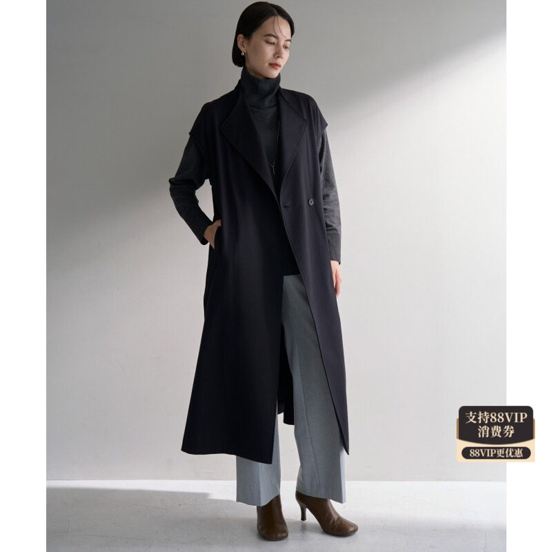UNFILO可洗时尚气质适宜设计感无袖大衣女ONWARD秋冬新品