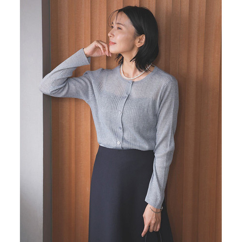 UNFILO时尚气质透明罗纹针织开衫女ONWARD