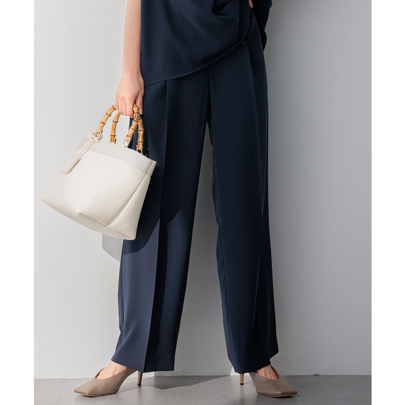 23区气质适宜简约弹力乔其纱宽腿裤女ONWARD