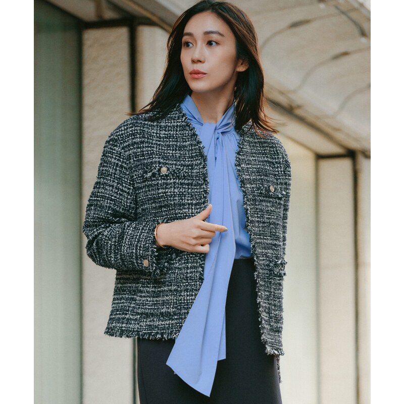 23区优雅气质时尚适宜简约GIOLICA粗花呢夹克外套女ONWARD