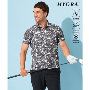 23区高尔夫男士接触冷感UV护理吸水速干九重葛图案Polo衫ONWARD