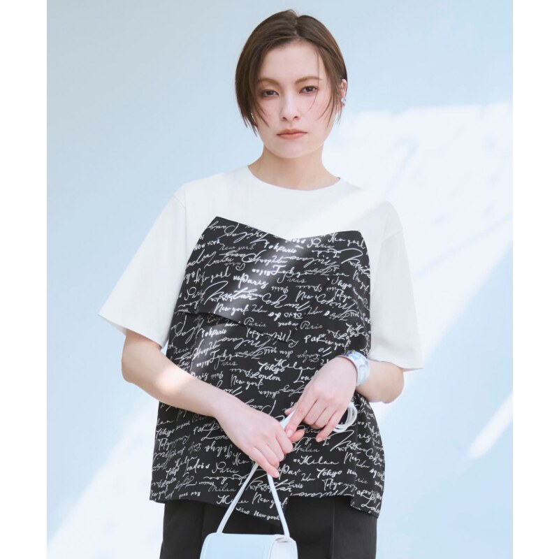 ICB30周年纪念款时尚设计感5city印花拼接剪裁T恤女ONWARD