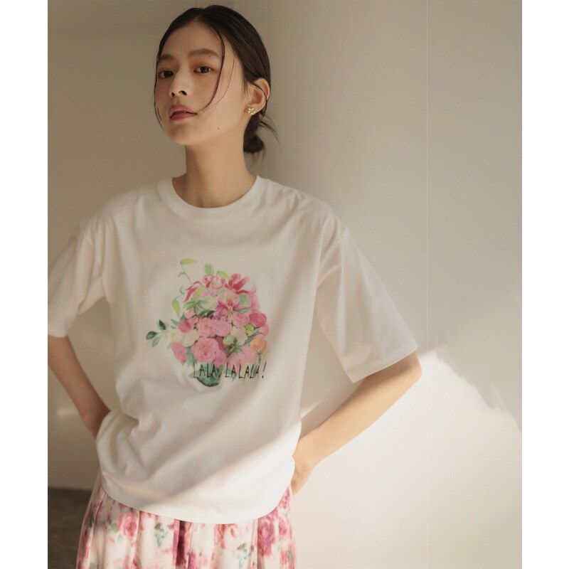 组曲时尚温柔优雅气质FlowerCollection印花T恤女ONWARD