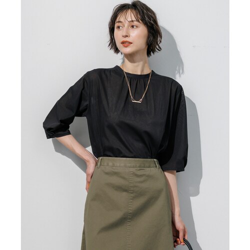 23区简约气质优雅感透明经编针织2WAY衬衫上衣女ONWARD