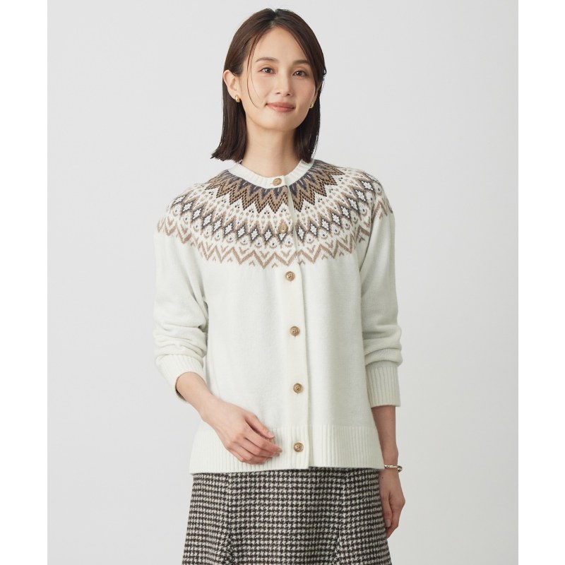 J.PRESS气质适宜简约时尚可水洗费尔岛纹开襟针织衫女ONWARD