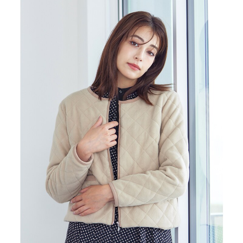 Tiaclasse日系绗缝菱格短款外套女士小香风无领日系轻奢ONWARD