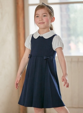 any FAM KIDS公主娃娃领蝴蝶结女童连衣裙深蓝色2023年日系轻奢